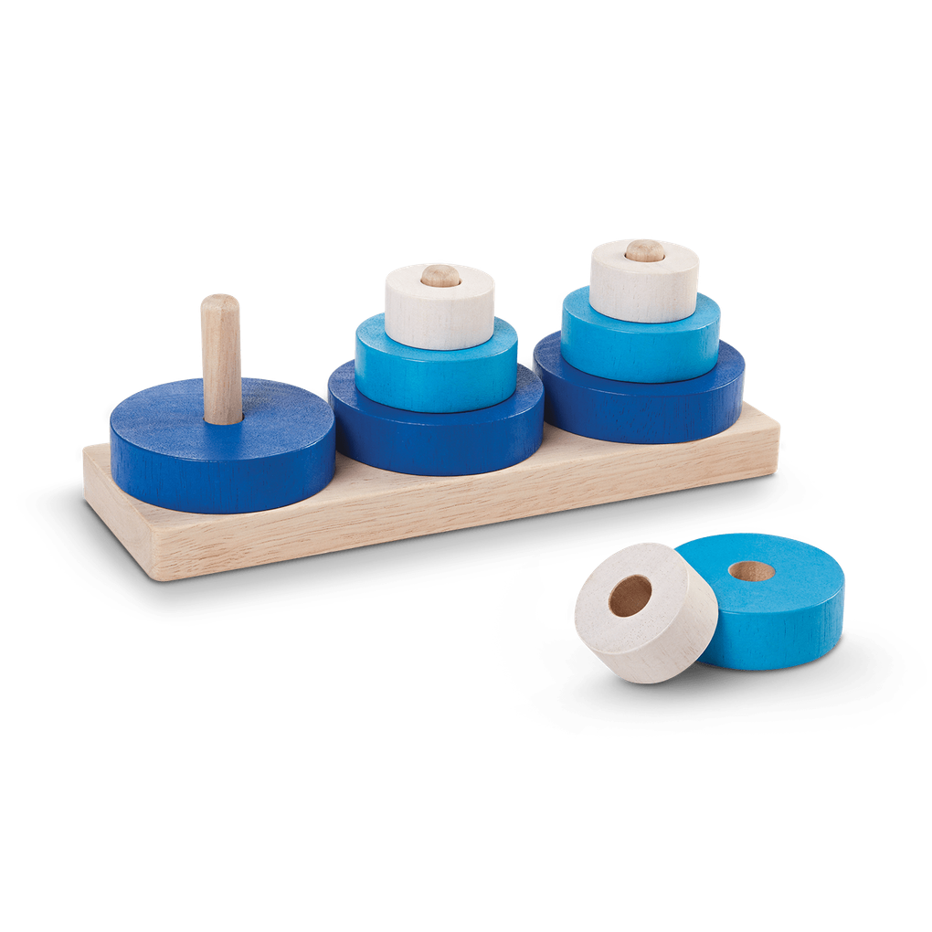 PlanToys blue Trio Stacking wooden toy