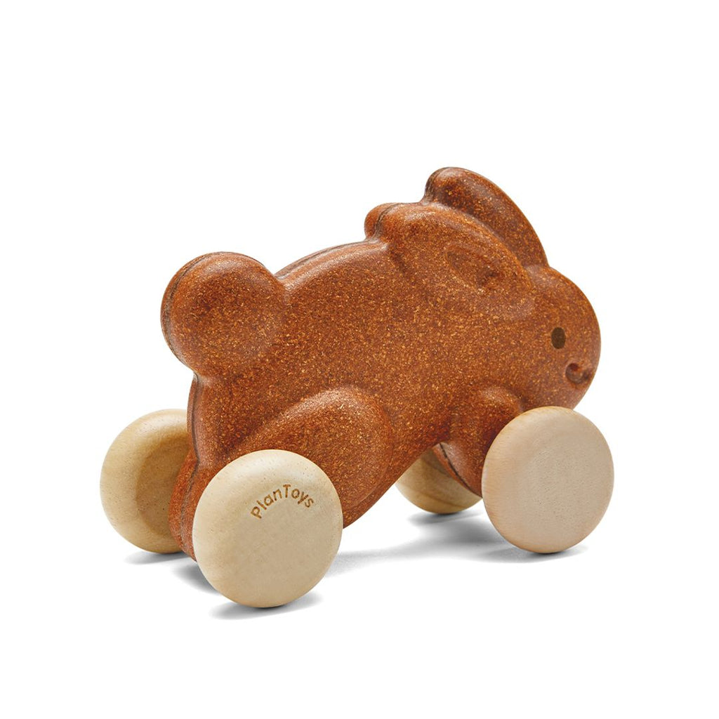 PlanToys brown Push Along Bunny wooden toy