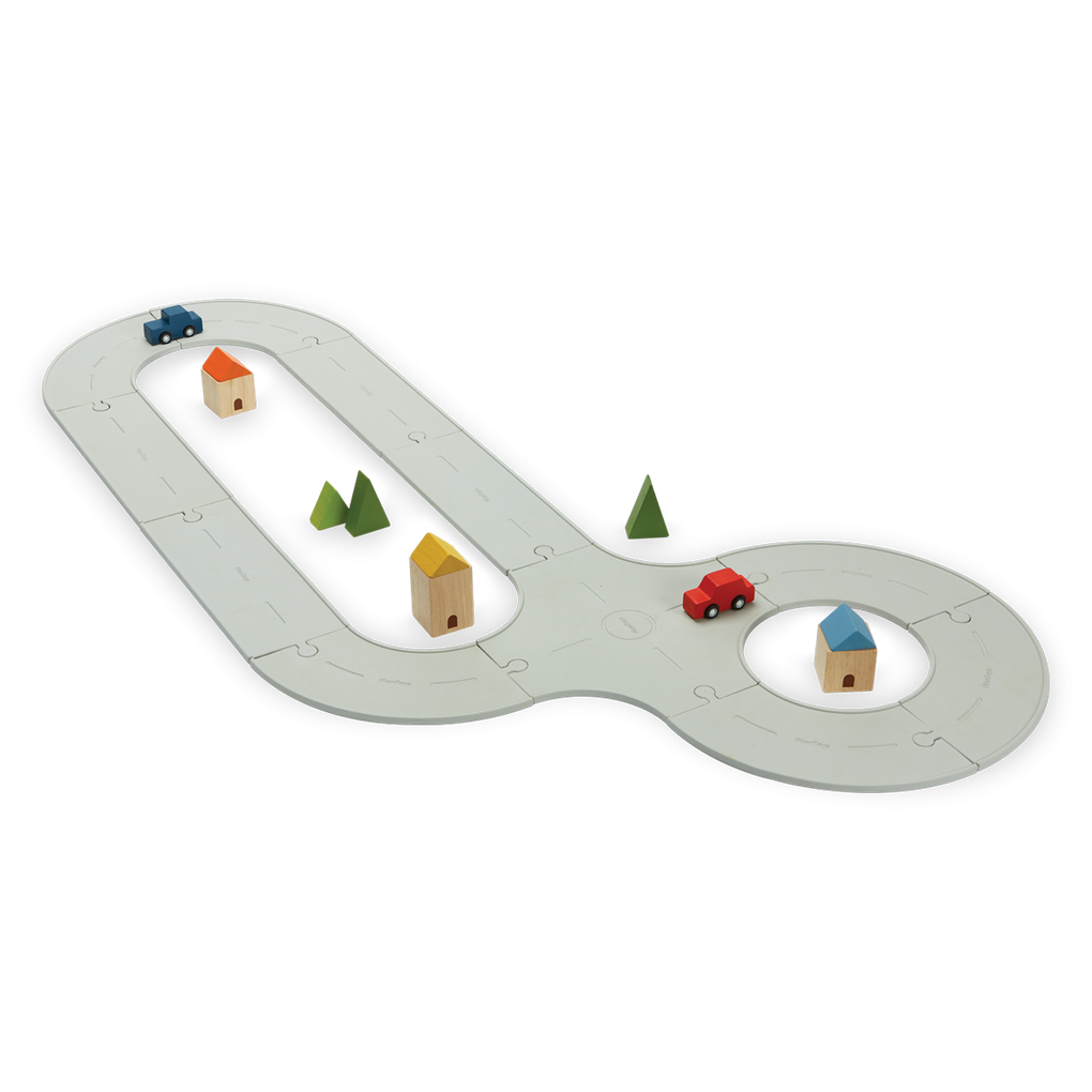 PlanToys Rubber Road & Rail Set - Medium wooden toy