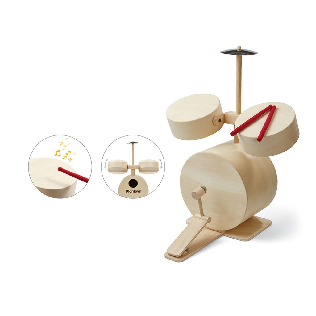 PlanToys natural Drum Set wooden toy