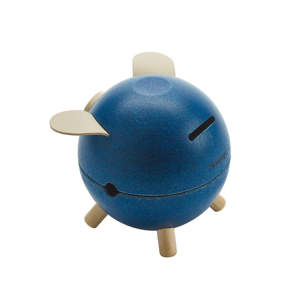 PlanToys blue Piggy Bank wooden material