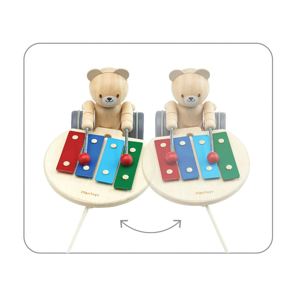 PlanToys Pull Along Musical Bear wooden toy