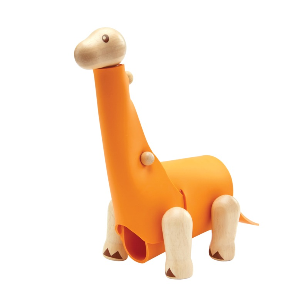 PlanToys orange DIY Brachiosaurus wooden toy