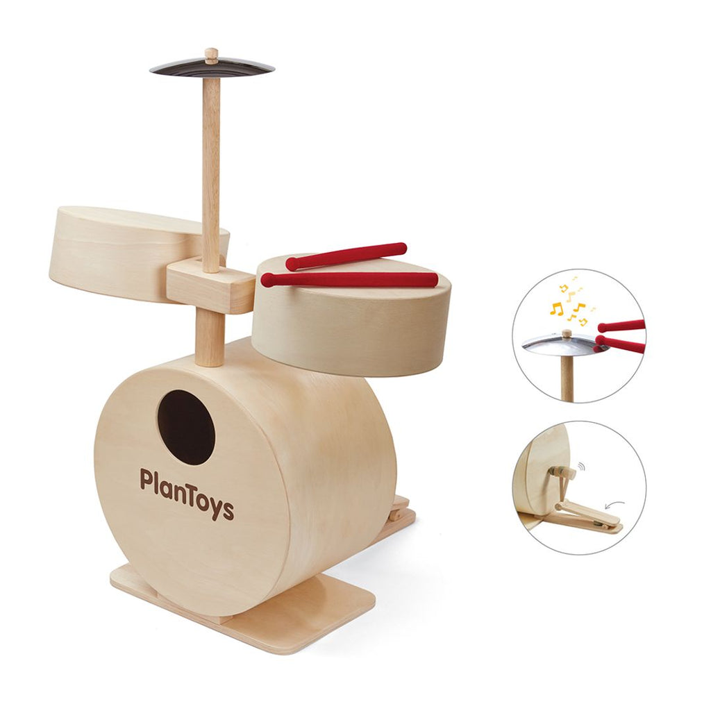 PlanToys natural Drum Set wooden toy