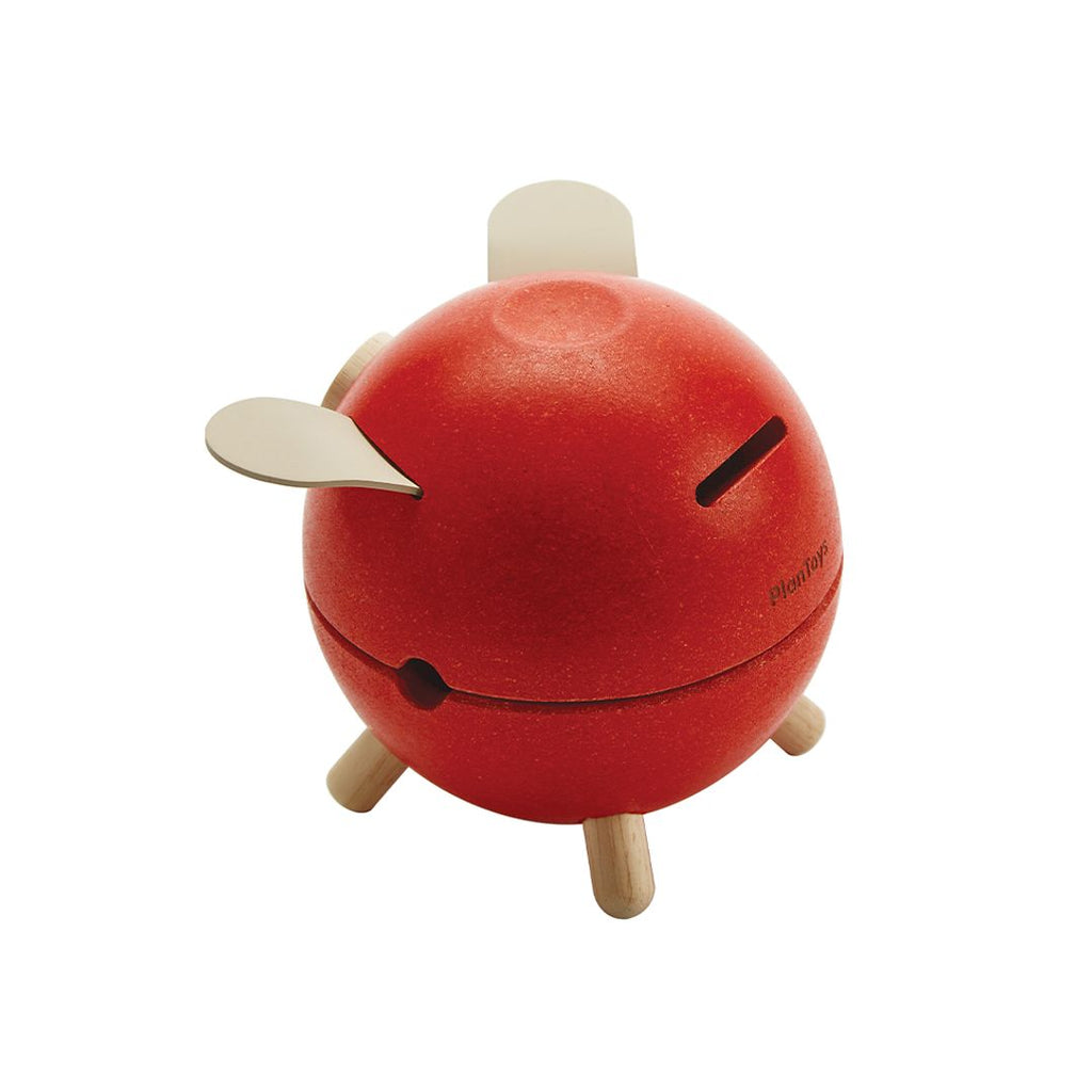 PlanToys red Piggy Bank wooden material