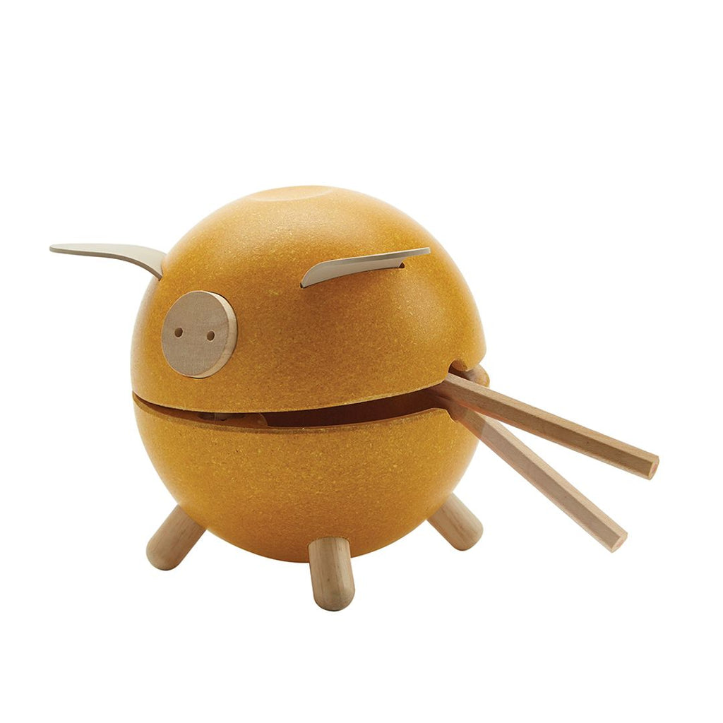 PlanToys yellow Piggy Bank wooden material